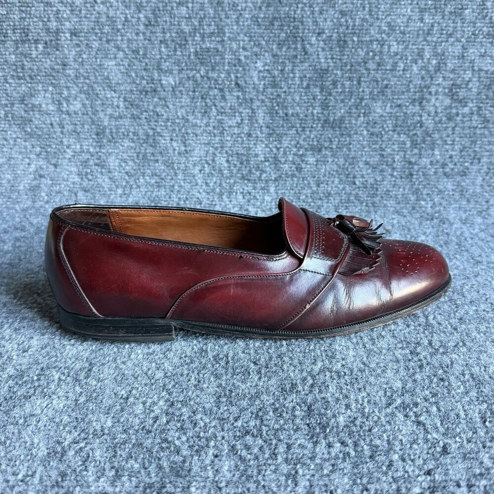 Vintage Bostonian Mens 9.5 M Burgundy Leather Tassel Kiltie Loafers Made USA